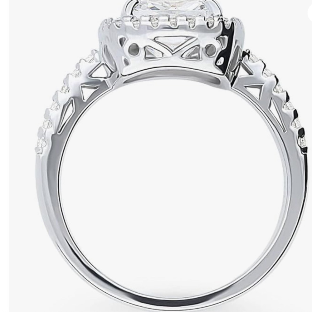 BERRICLE Sterling Silver Cushion Cut Halo Engagement/Promise Ring, Size 5.5 - Picture 4 of 11